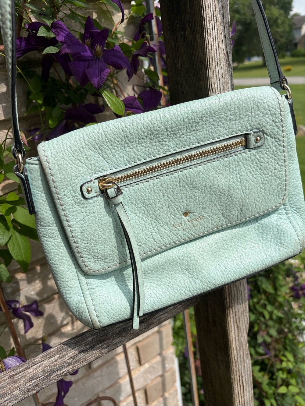 kate spade Mint Green Pebbled Leather Crossbody